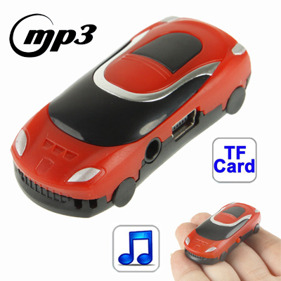 Mini Car Style TF (Micro SD) Card Slot MP3 Player with LED Light (Red) - Click Image to Close